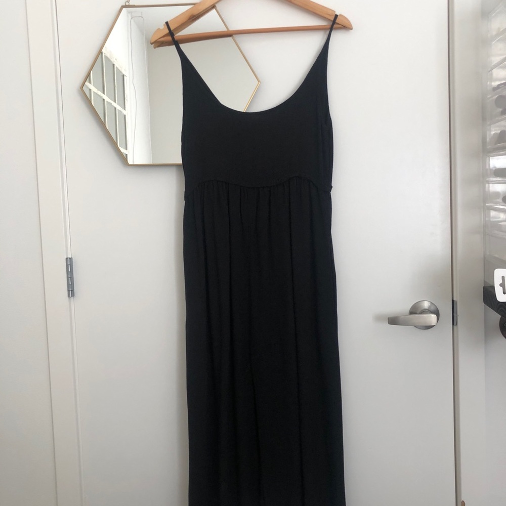 Black slip dress with pockets